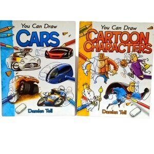 Two Children's Books 'You Can Draw' Cars & Cartoons Damion Toll Hinckler Books